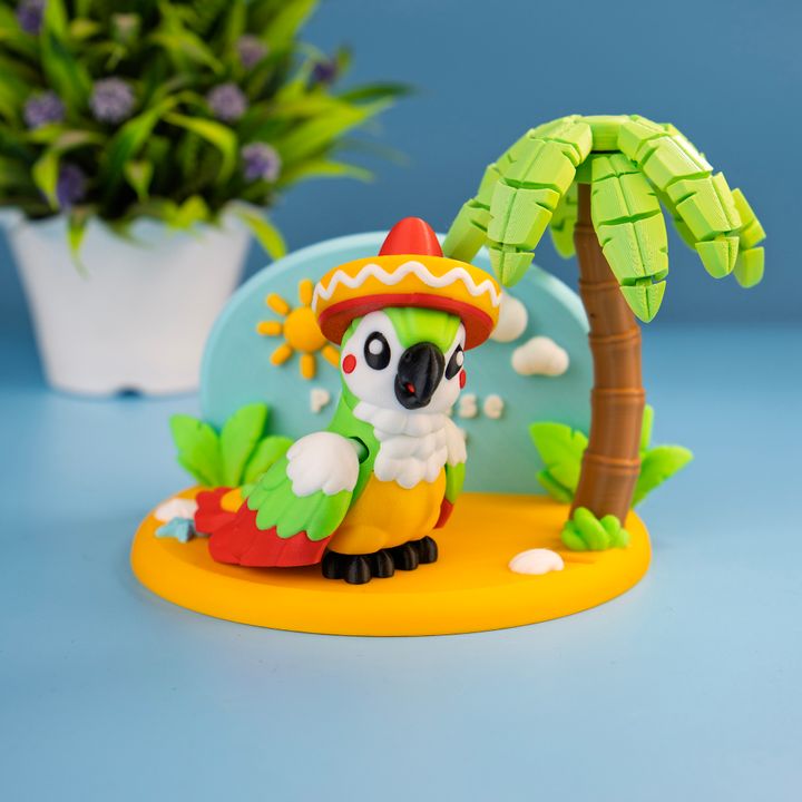 Parrot Paradise Island Playset – Articulated Parrot Collectible Set | Wigglix