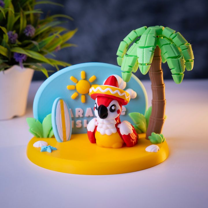 Parrot Paradise Island Playset – Articulated Parrot Collectible Set | Wigglix