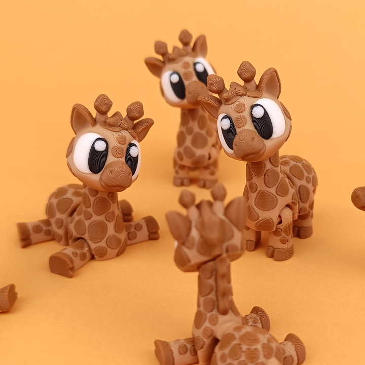 Flexi Giraffe Poseable 3D Printed Collectible Side View – Wigglix