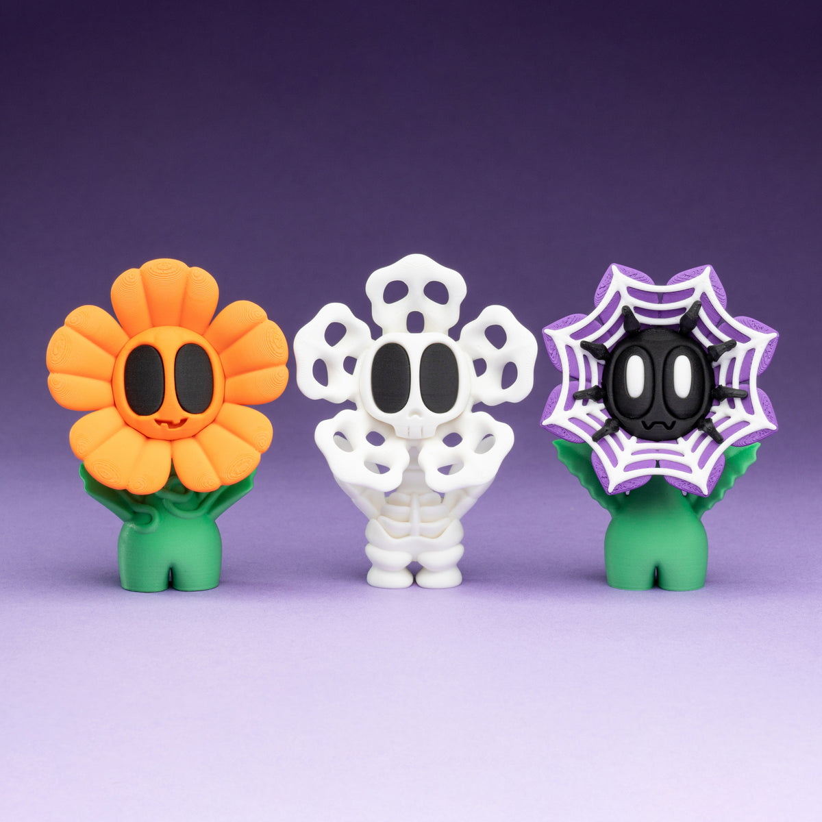 Halloween Flowers – Cute Spooky Flower Trio Collectible Set (3 Flowers + 3 Pots)