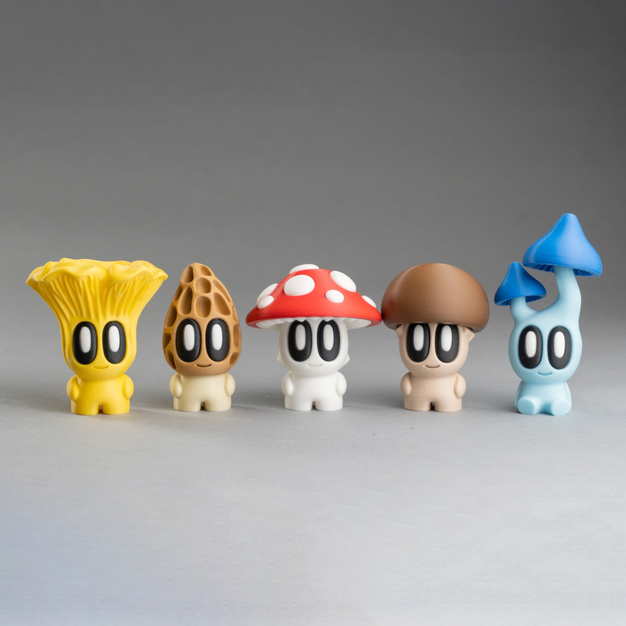 Mushroom Buddies with Log – Whimsical Forest Collectibles