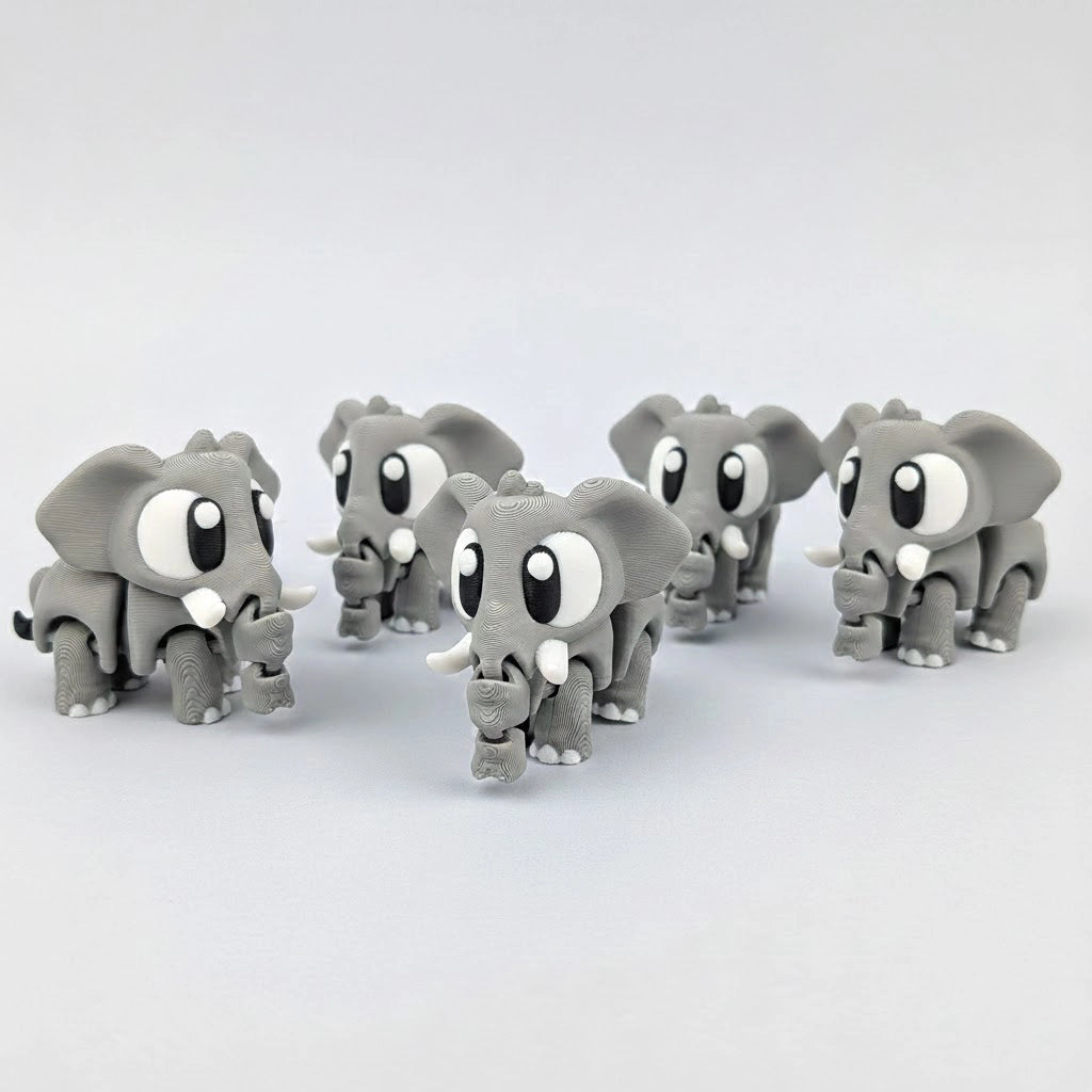 Flexi Elephants – Adorable Articulated Elephant Pack (Set of 5)
