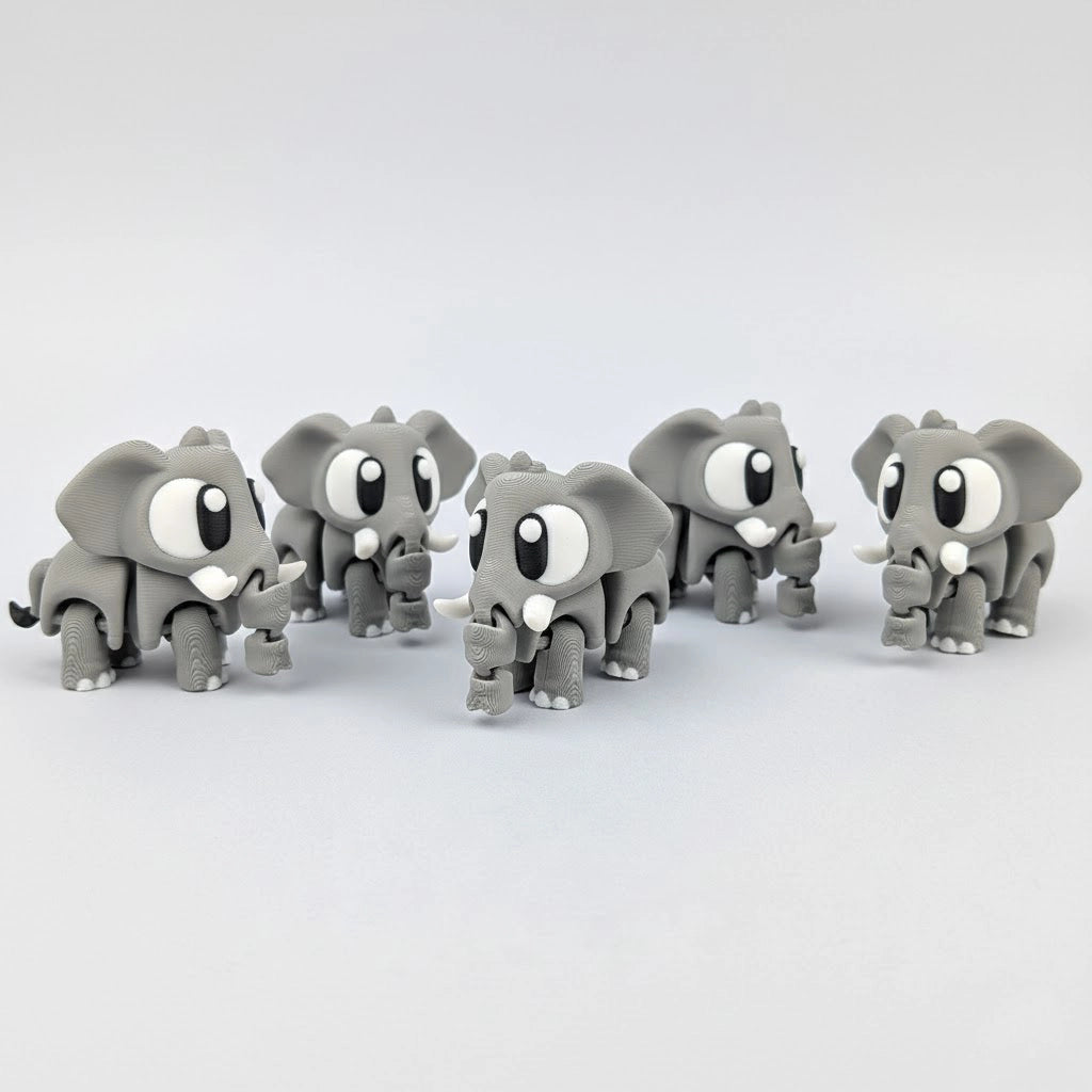 Flexi Elephants – Adorable Articulated Elephant Pack (Set of 5)