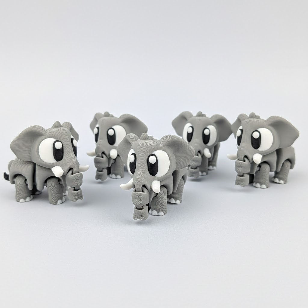Flexi Elephants – Adorable Articulated Elephant Pack (Set of 5)