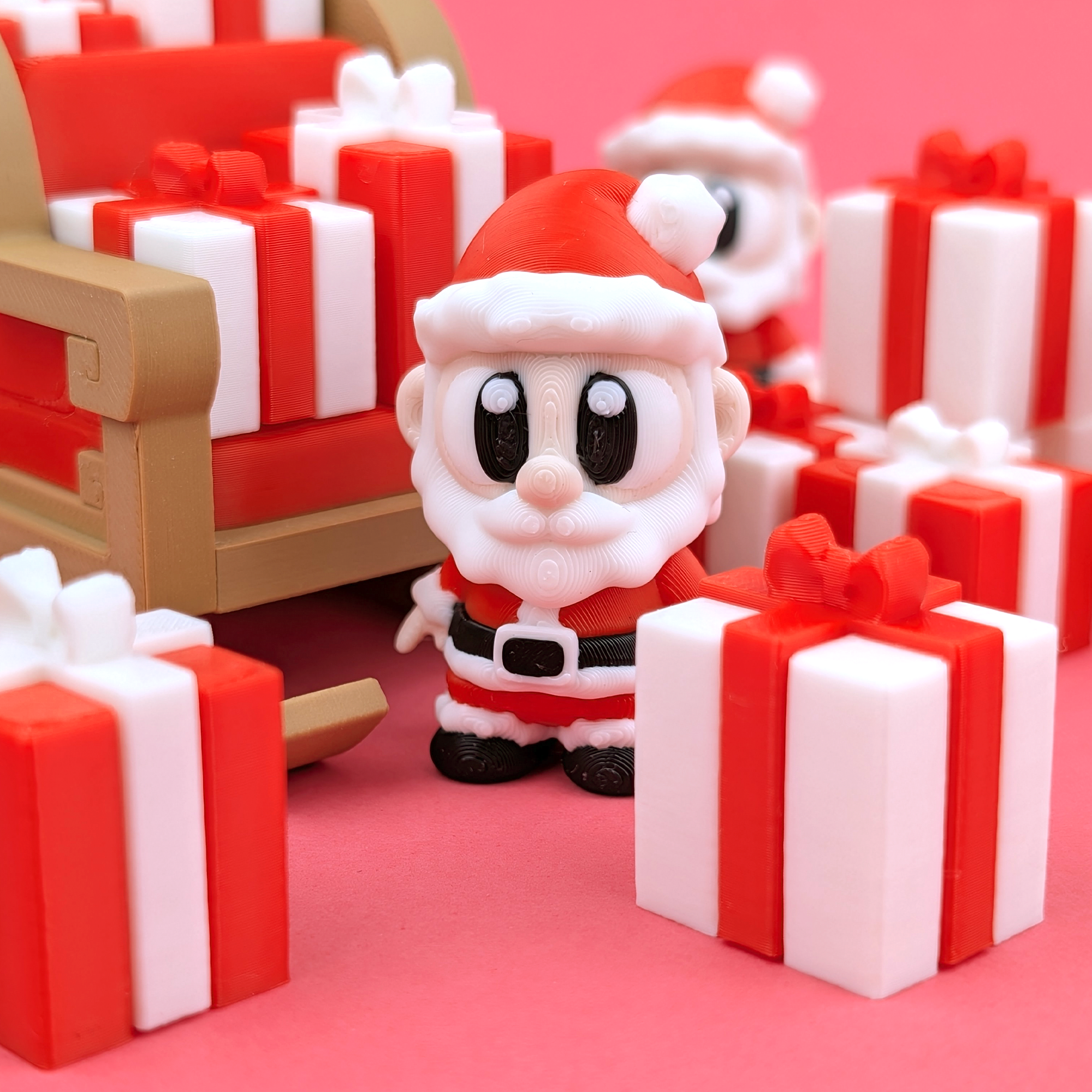 Santa’s Festive Cart Bundle – Articulated Holiday Collectible Set (Santa + Cart + 2 Reindeers + 4 Gift Boxes + Gingerbread Man)