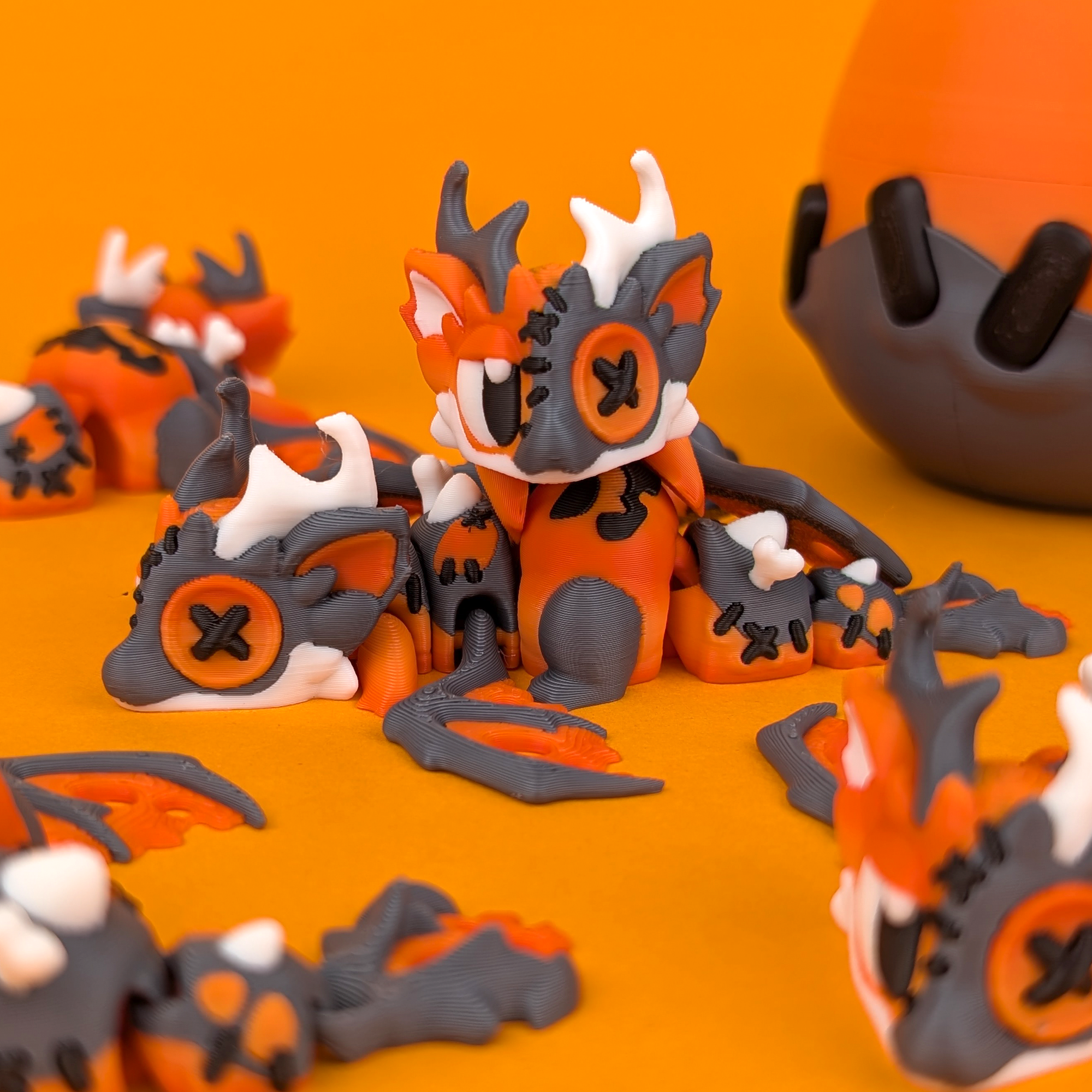 Halloween Mini Dragon & Egg – Spooky-Cute Set of 3