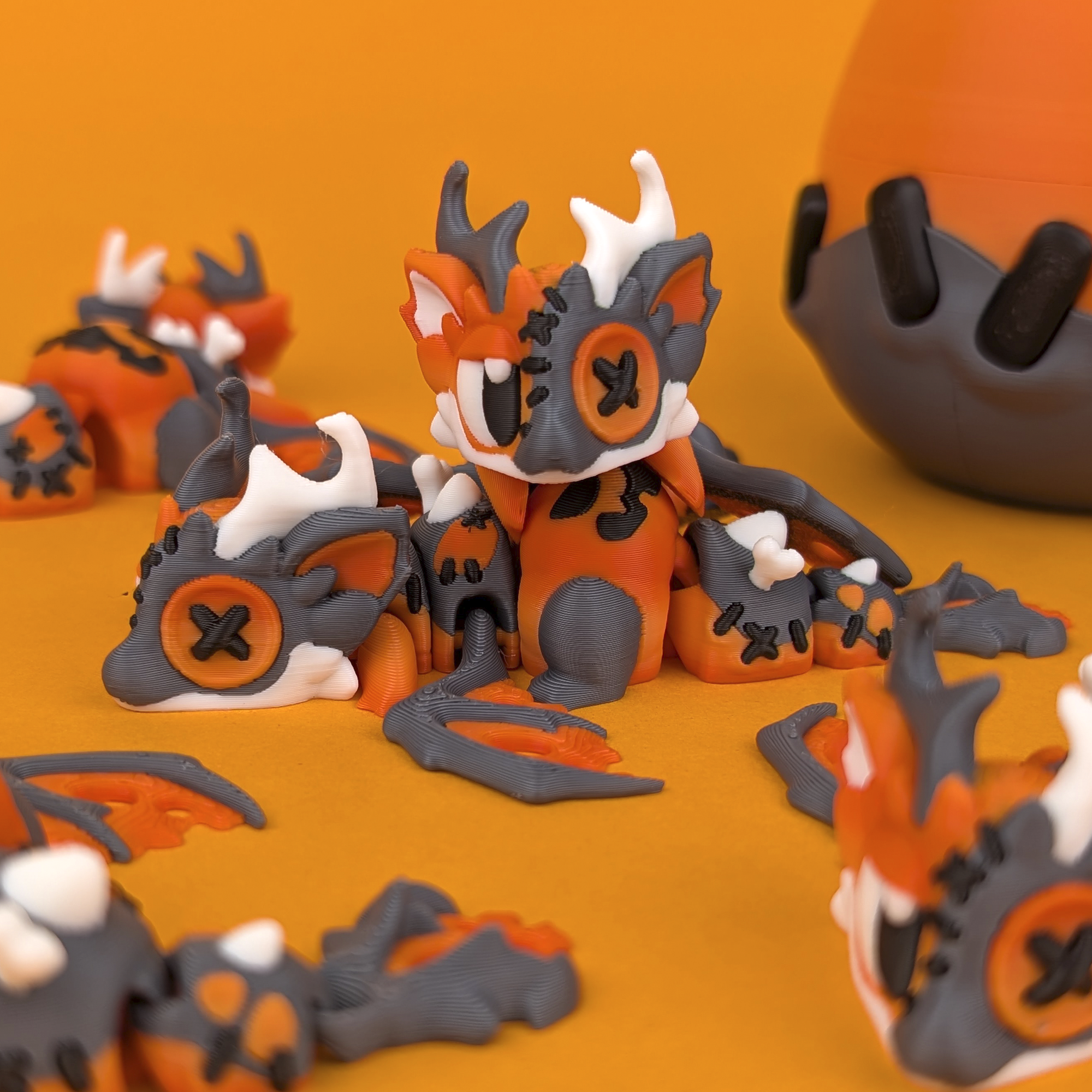 Halloween Mini Dragon and Egg Spooky Cute Set of 3
