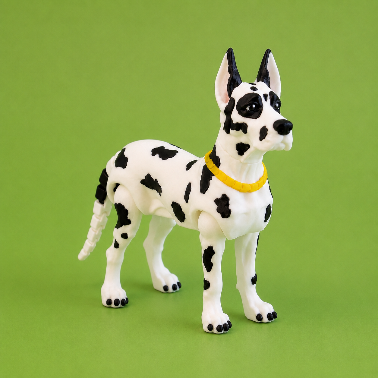 Harlequin Great Dane – Ear Up – Articulated Collectible | Wigglix