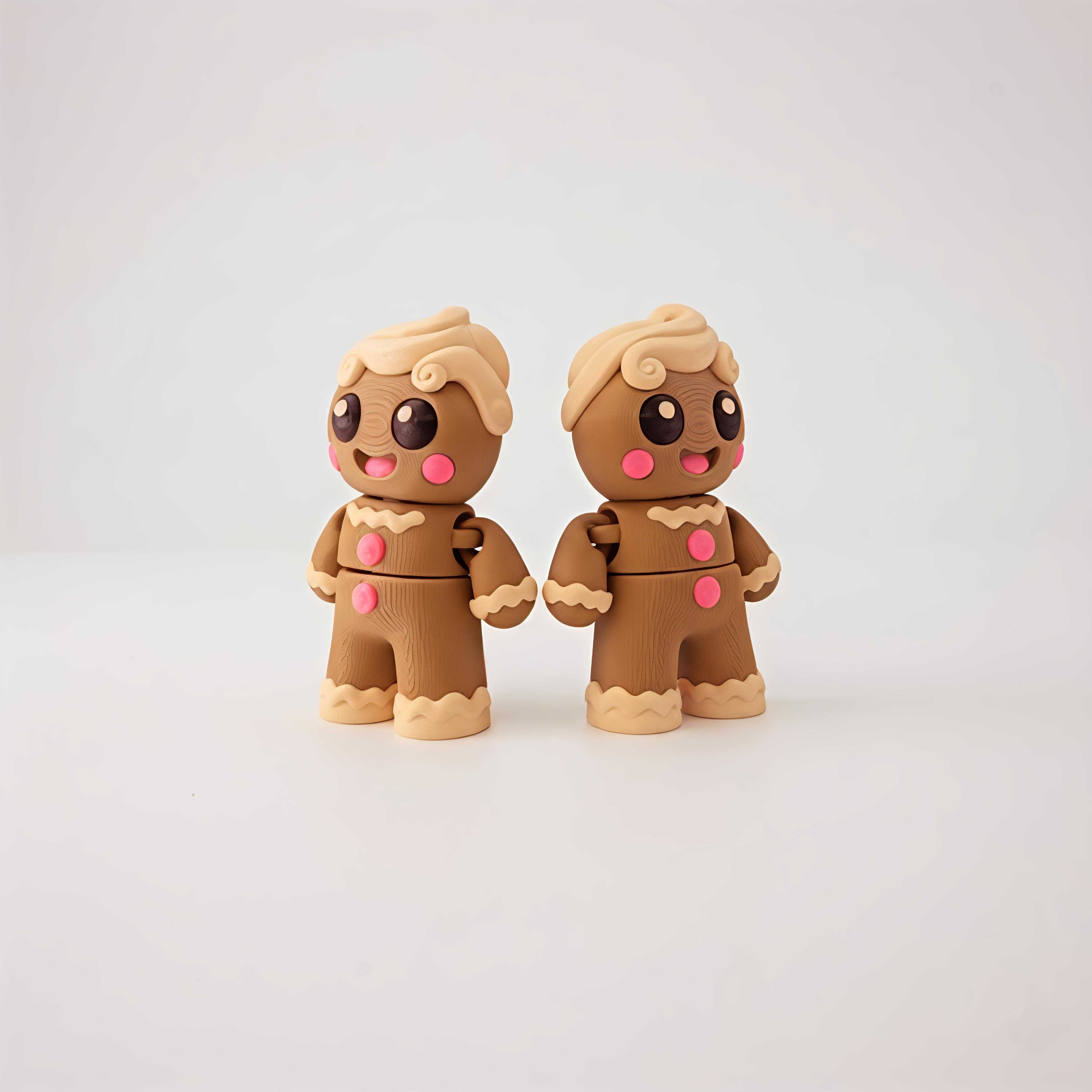 Flexi Gingerbread Man Duo – Cute Articulated Holiday Collectible (Pack of 2)