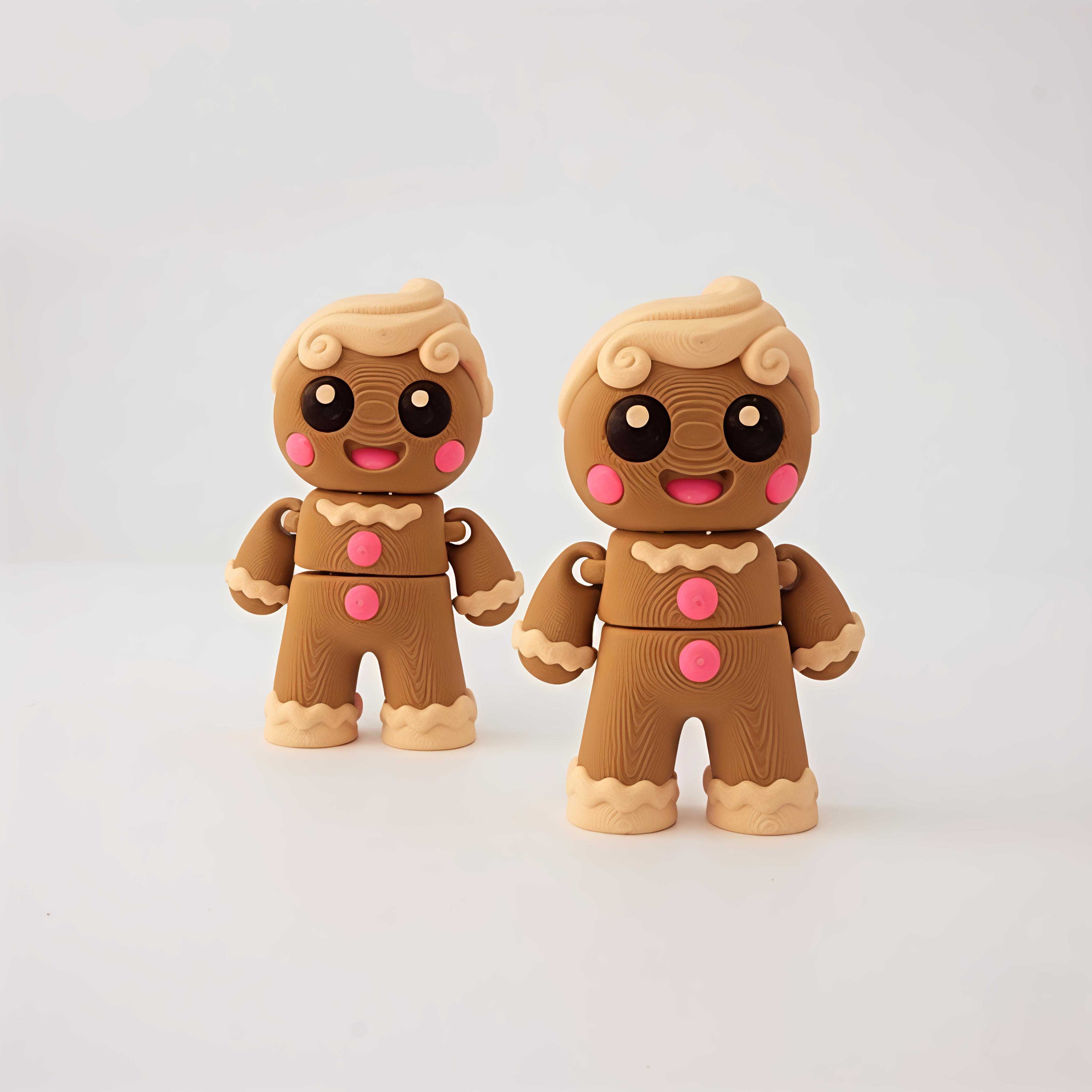 Flexi Gingerbread Man Duo Cute Articulated Holiday Collectible Pack of 2
