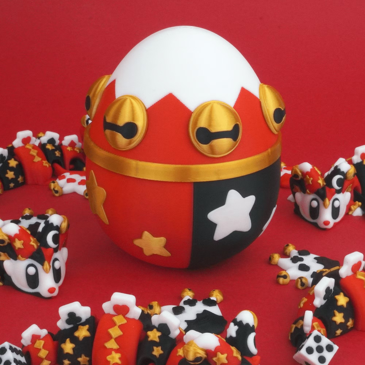 Jester Mini Dragon Trio & Egg – Playful Articulated Fantasy Set