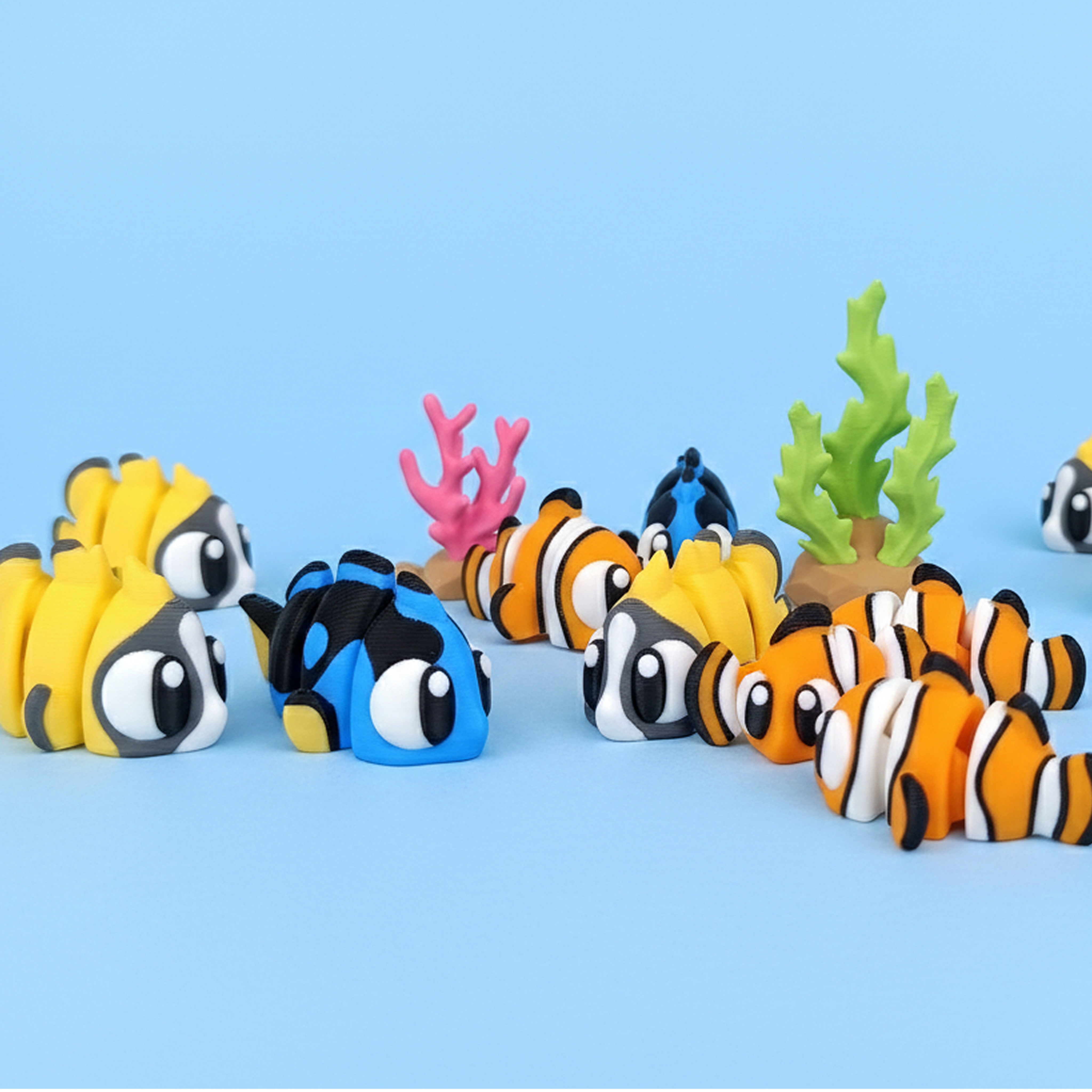 Flexi Marine Fish Combo Surgeon Clown and Butterfly Fish Set of 6