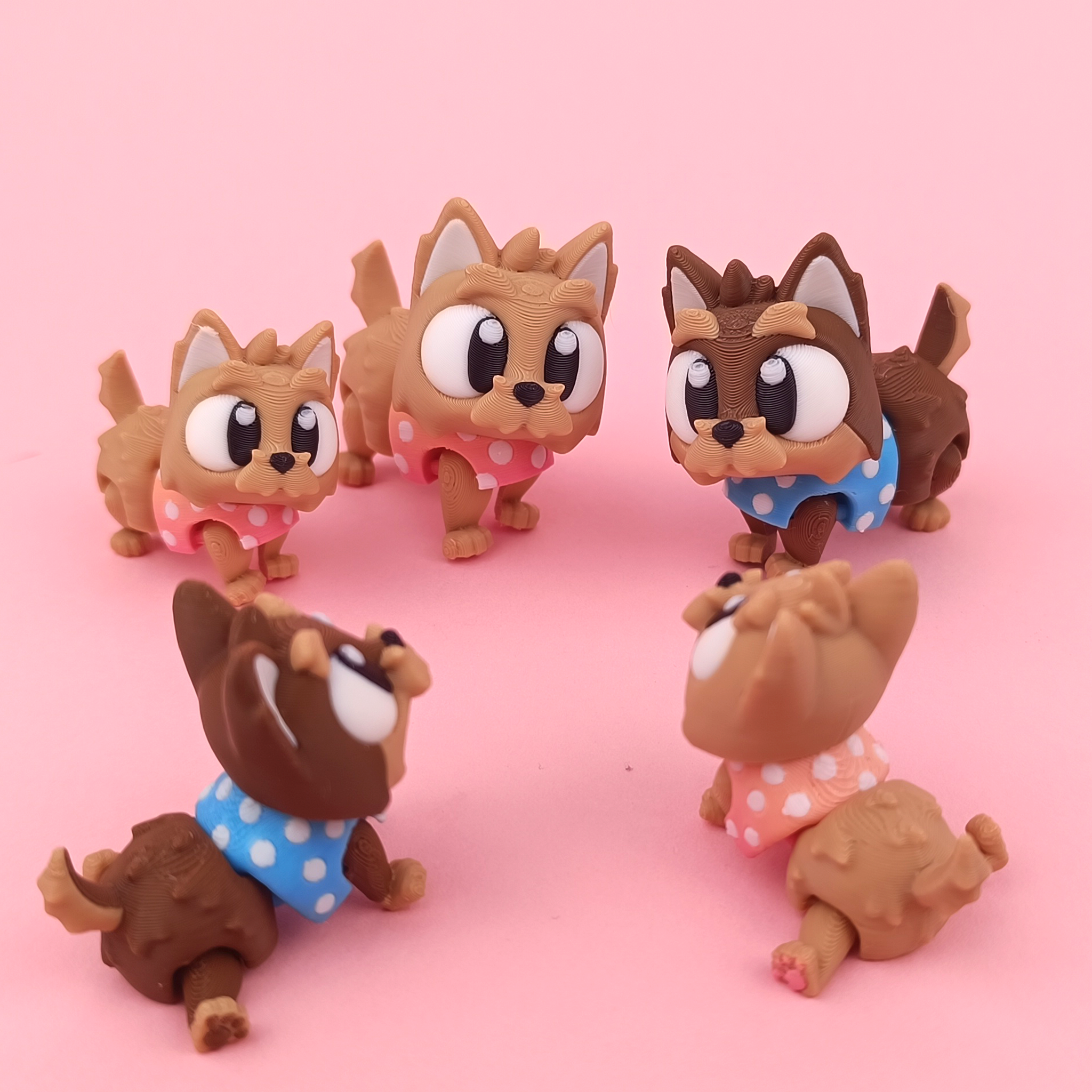 Flexi Yorkshire Terrier – Articulated Collectible Pup (Set of 5)