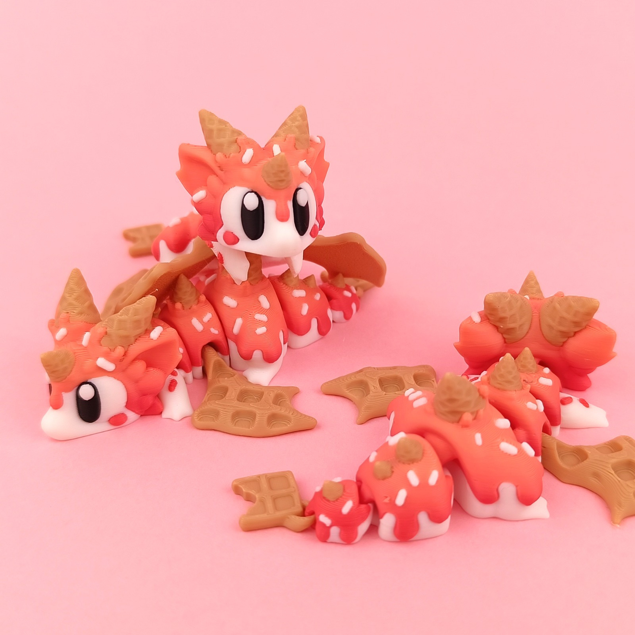 Sugar Rush Dragon Set – Sweet Articulated Dragon Trio with Egg