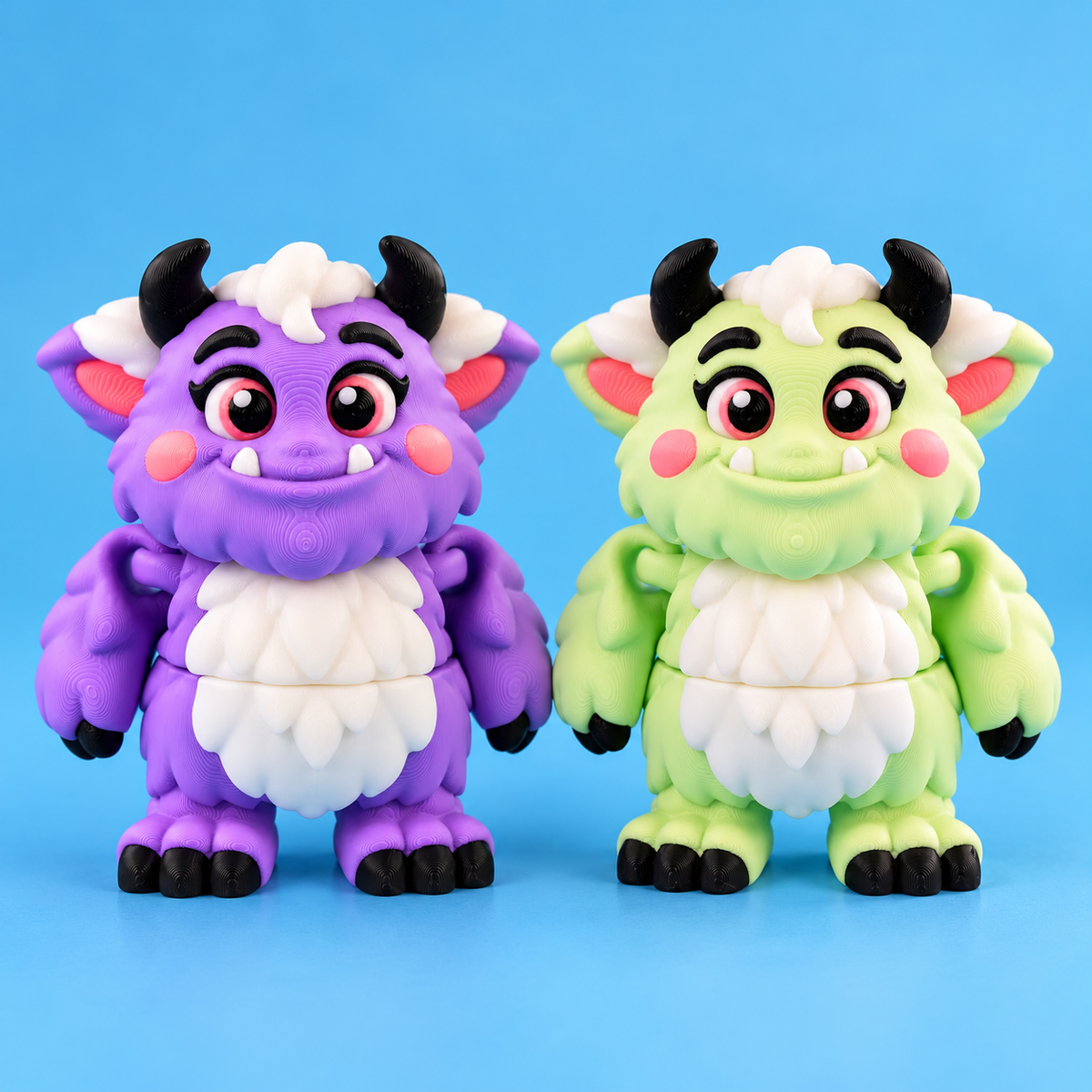 Flexi Fluffy Monster – Cute Articulated Monster Buddies (Pack of 2)