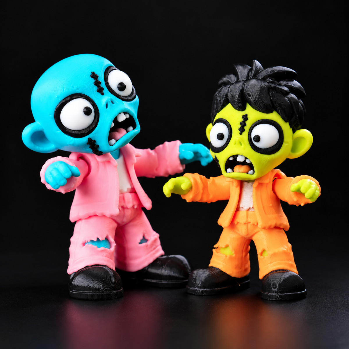 Flexi Zombie Boys – Zed & Spike | Cute Articulated Zombie Collectible Keychain