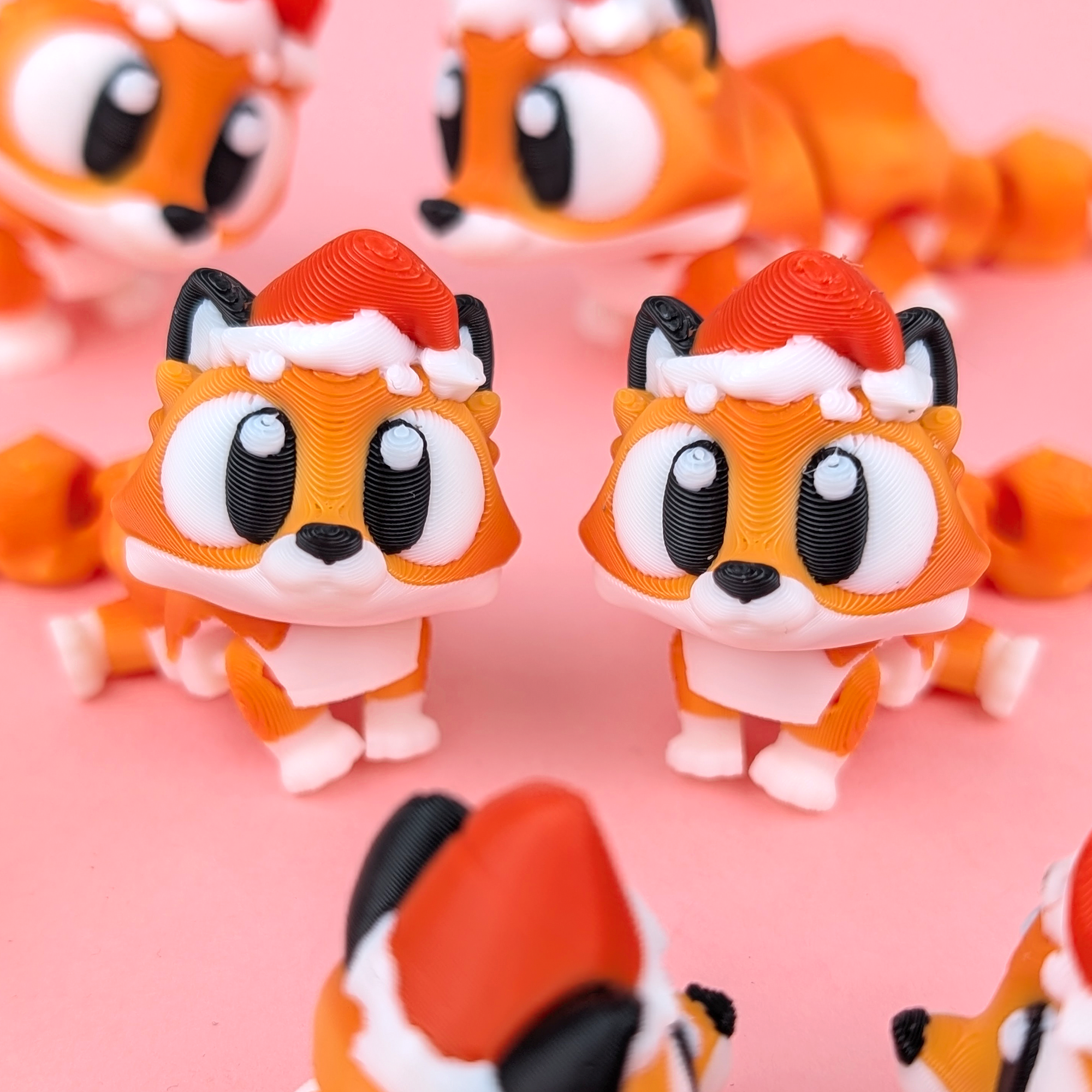 Christmas Fox Trio – Festive Articulated Collectible Set (Pack of 3)