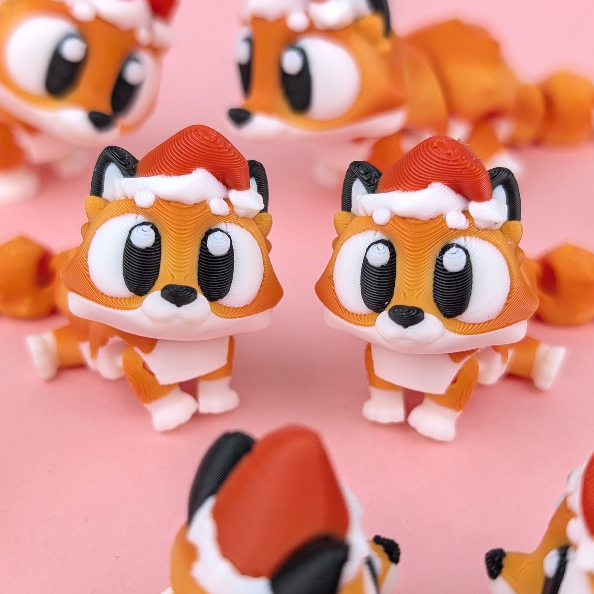 Christmas Fox Trio Festive Articulated Collectible Set