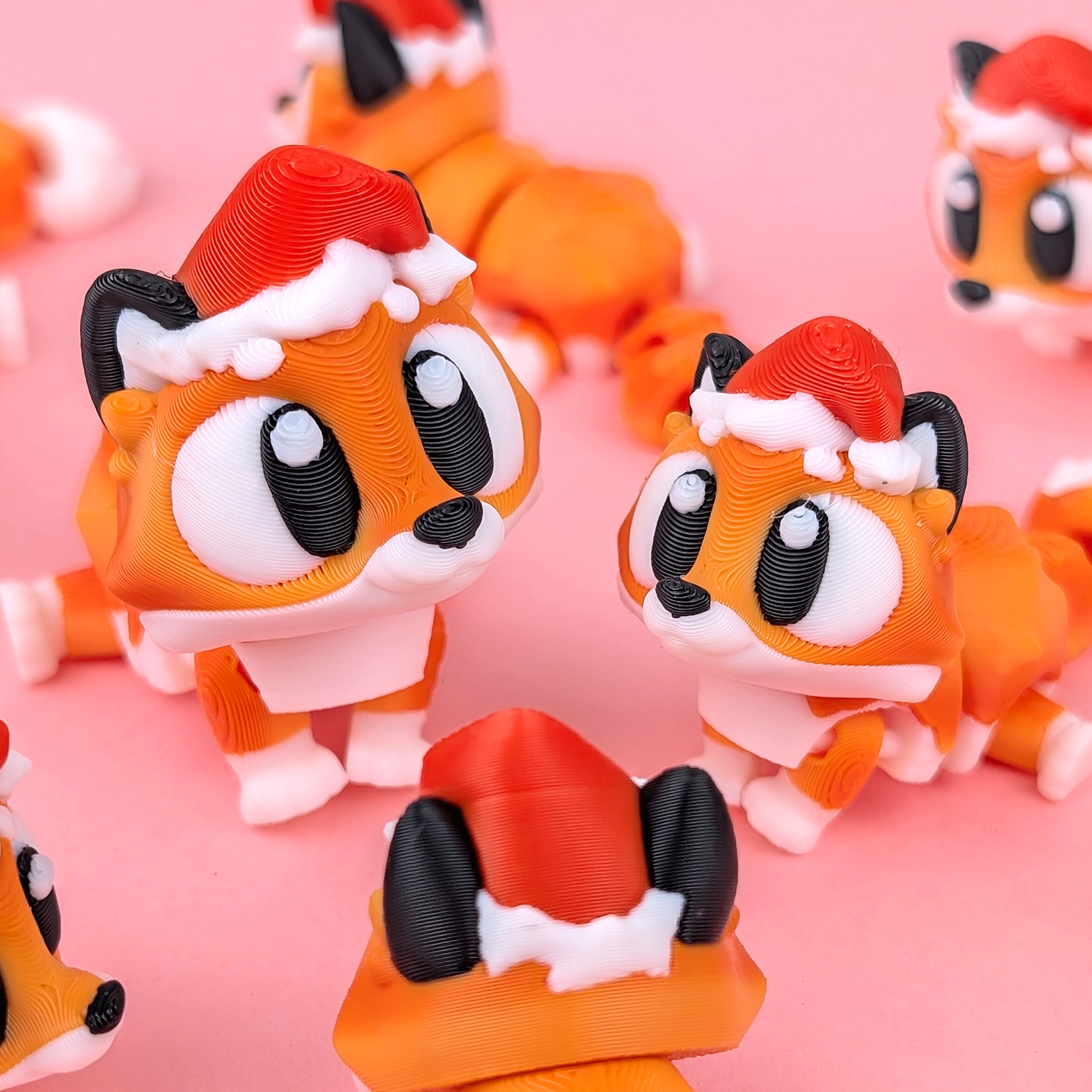Christmas Fox Trio – Festive Articulated Collectible Set (Pack of 3)