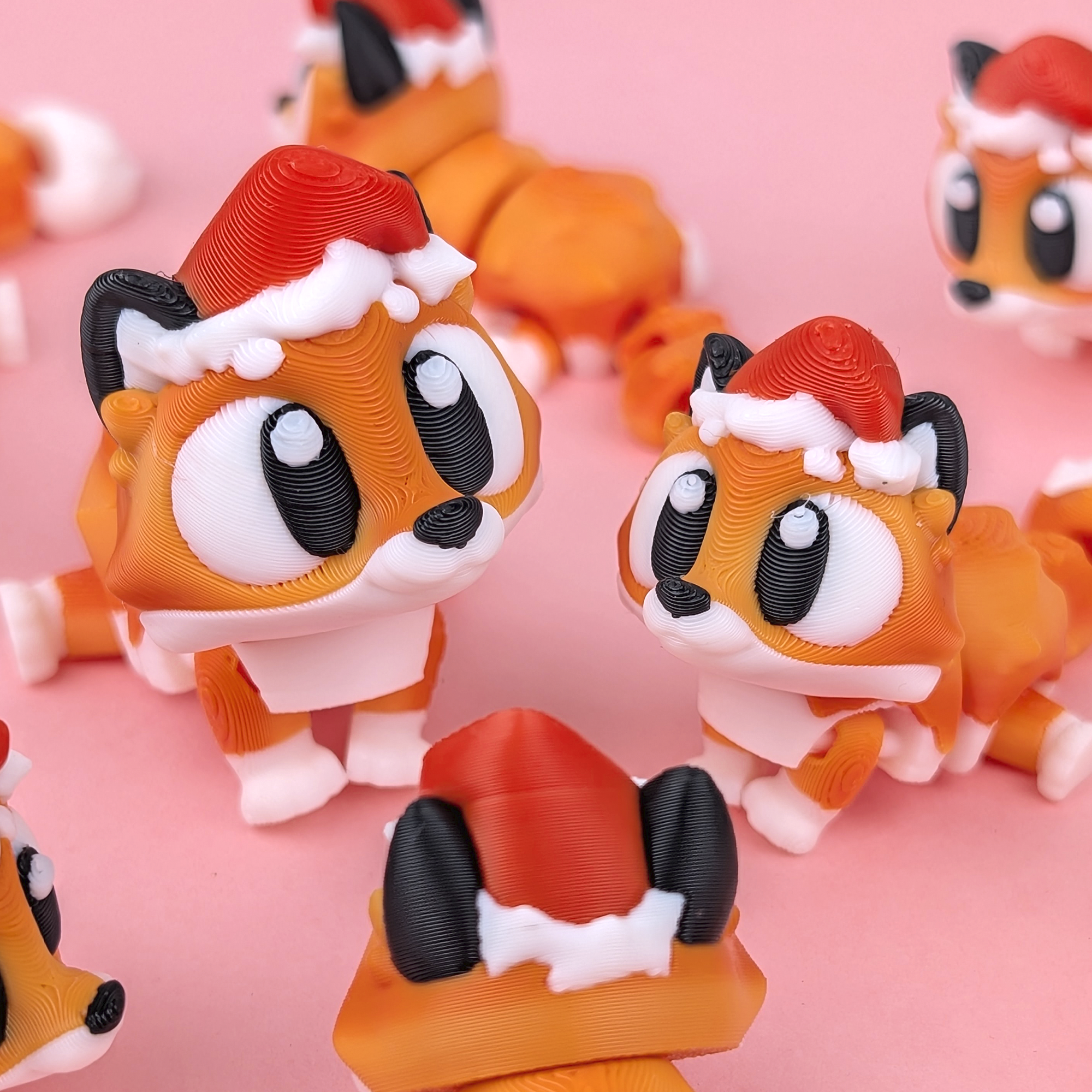 Christmas Fox Trio – Festive Articulated Collectible Set – view 2 | Wigglix