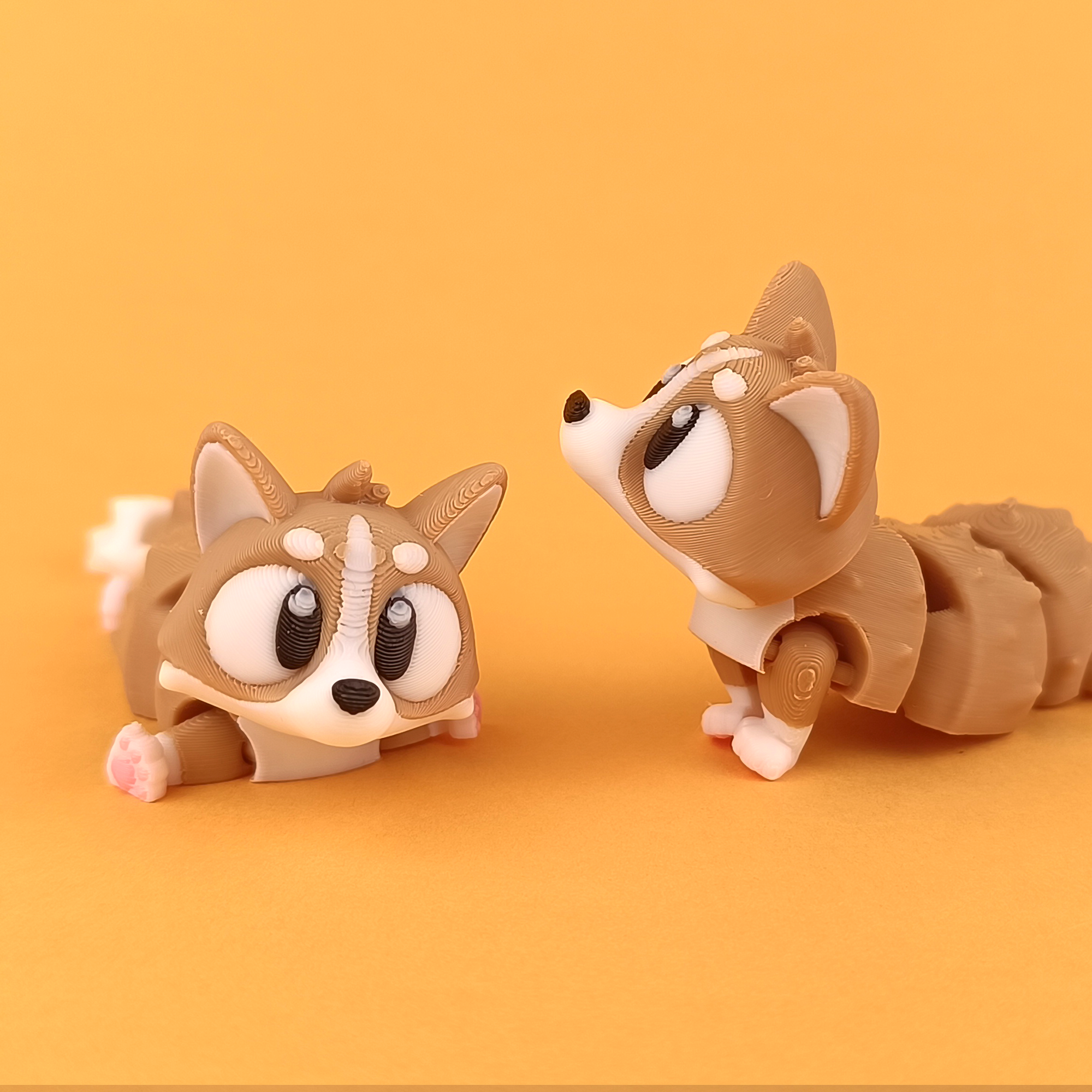 Flexi Corgi 3D Printed Collectible Lying and Looking Up Poses – Wigglix