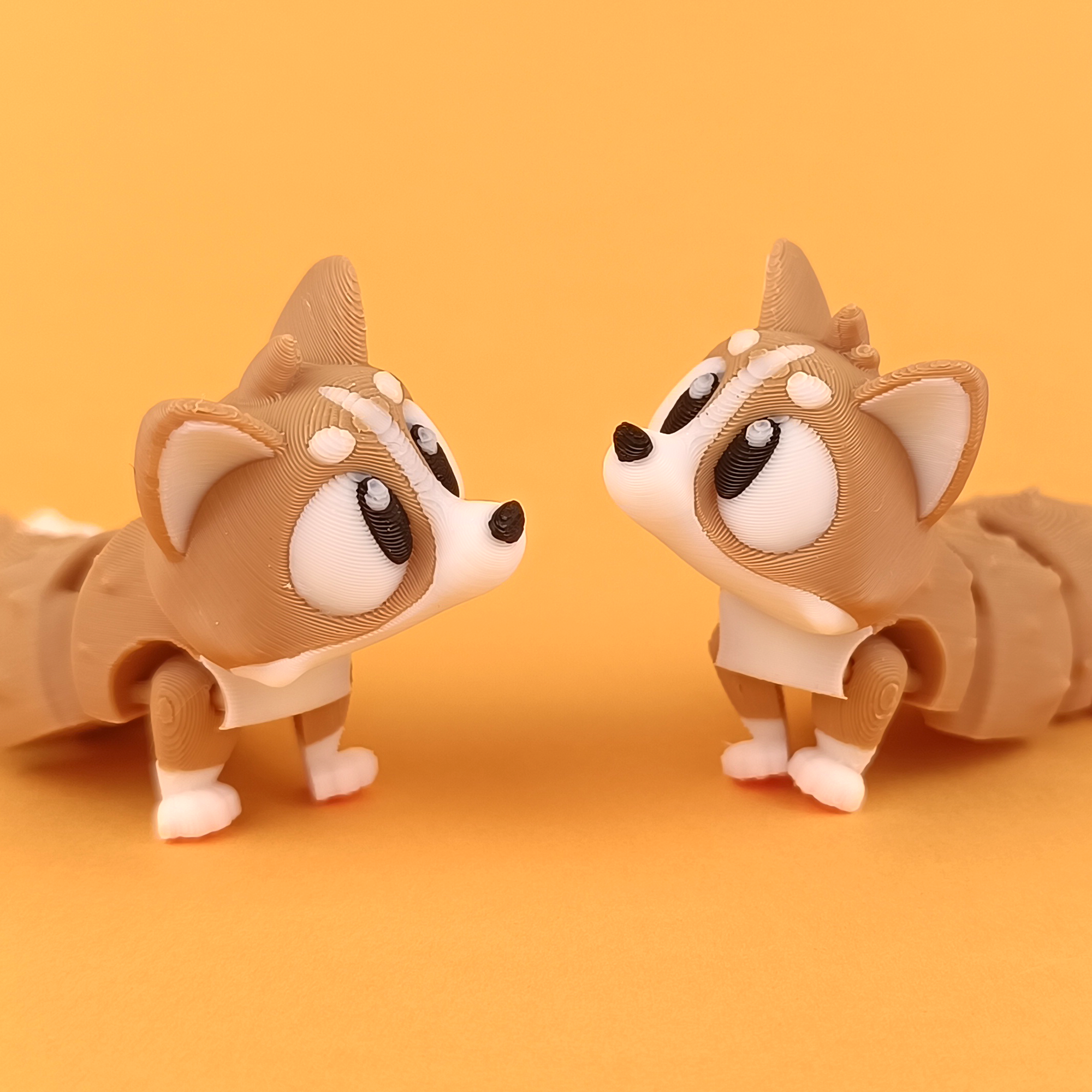 Flexi Corgi Articulated Collectible Nose to Nose Close Up – Wigglix