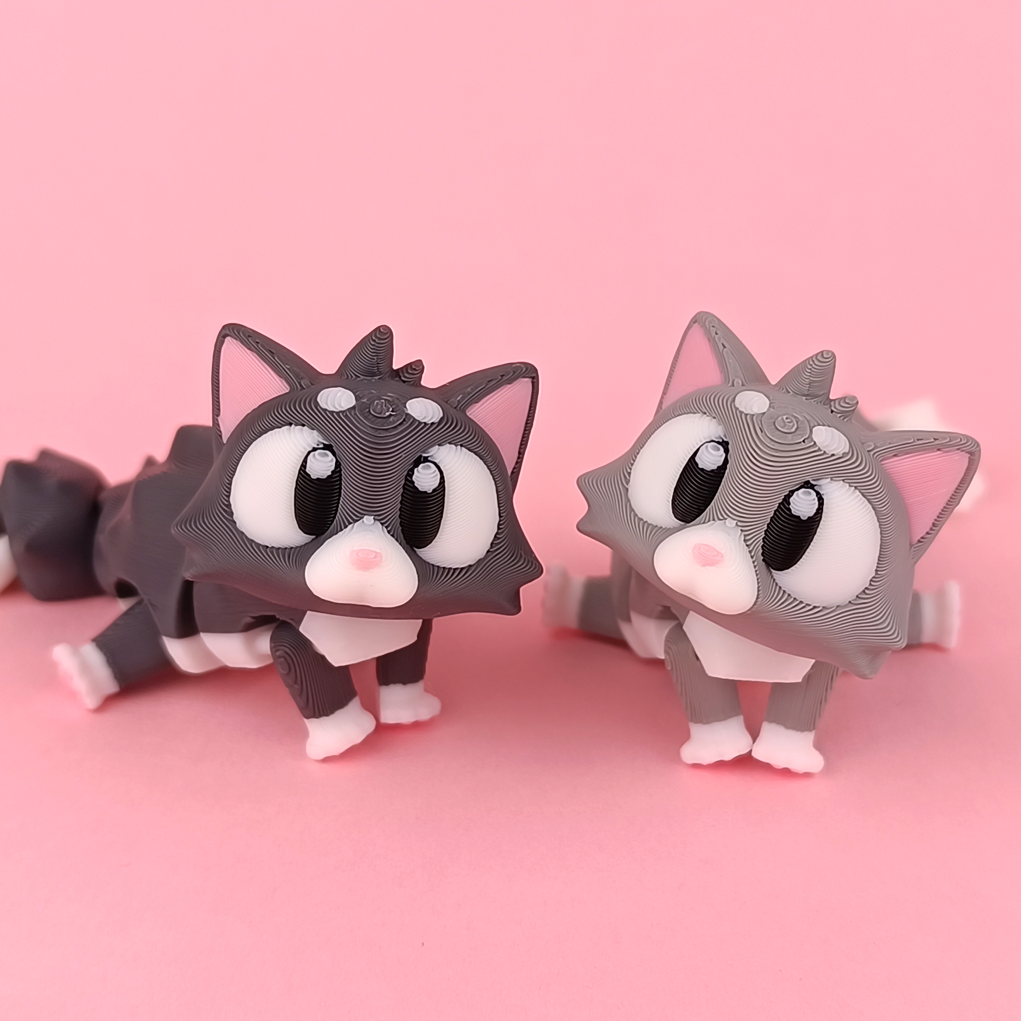Flexi Kitten Poseable 3D Printed Collectible Close Up Big Eyes – Wigglix