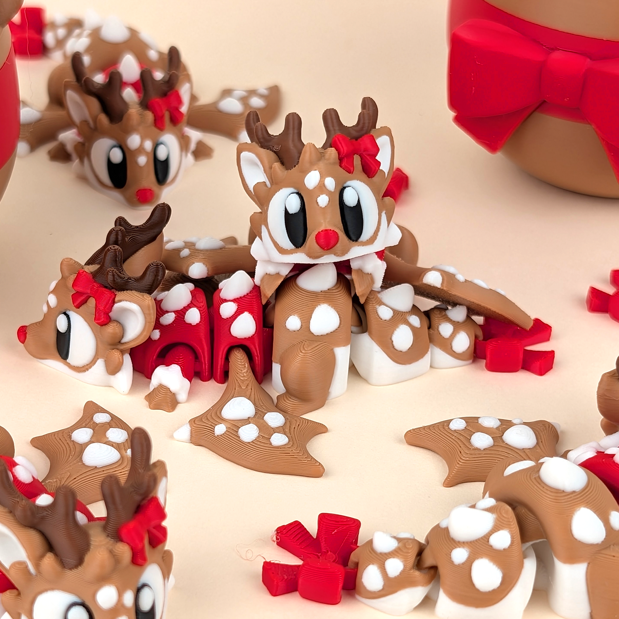 Reindeer Mini Dragon &amp; Egg – Festive Trio Collectible