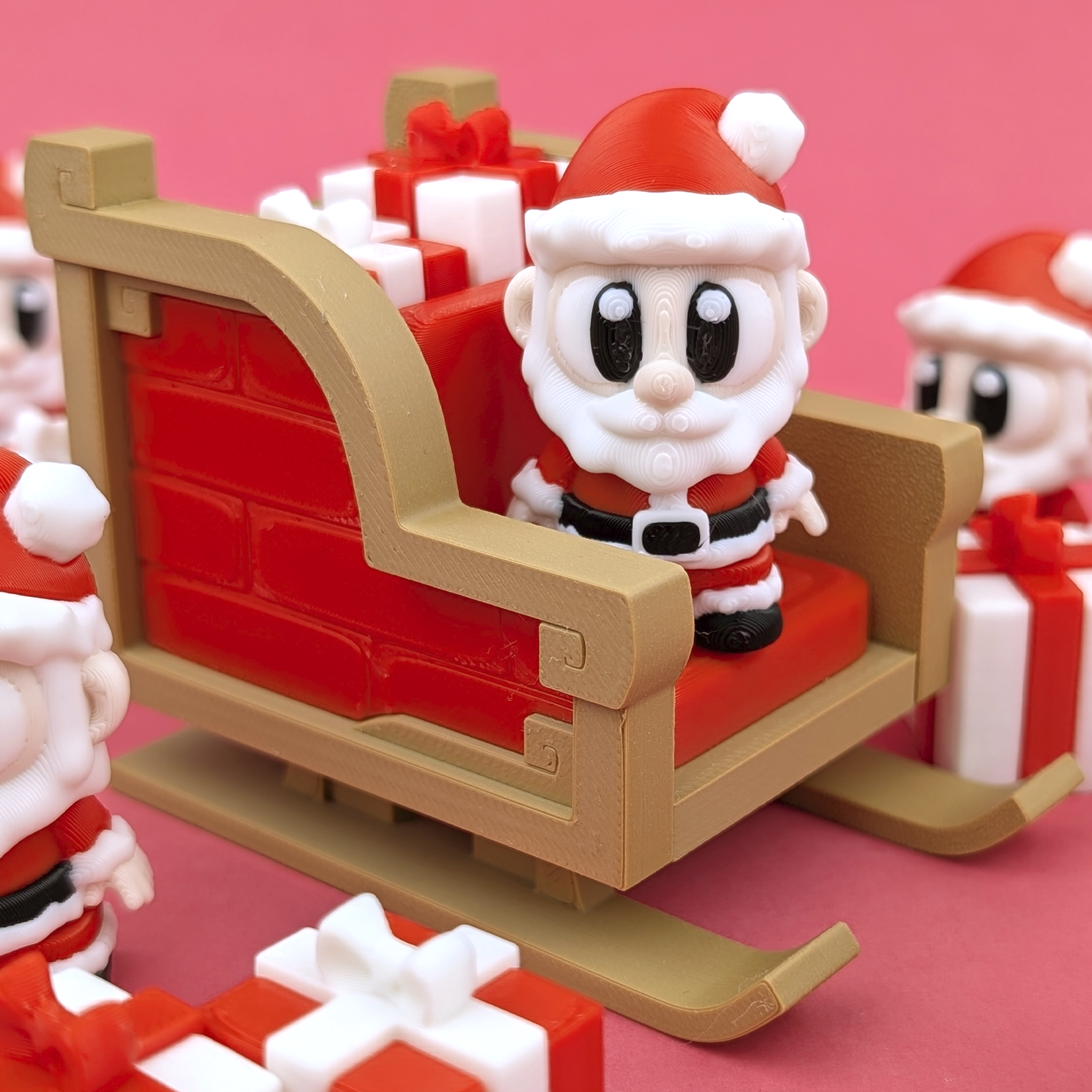 Santa's Festive Cart Bundle – Articulated Holiday Set – view 2 | Wigglix