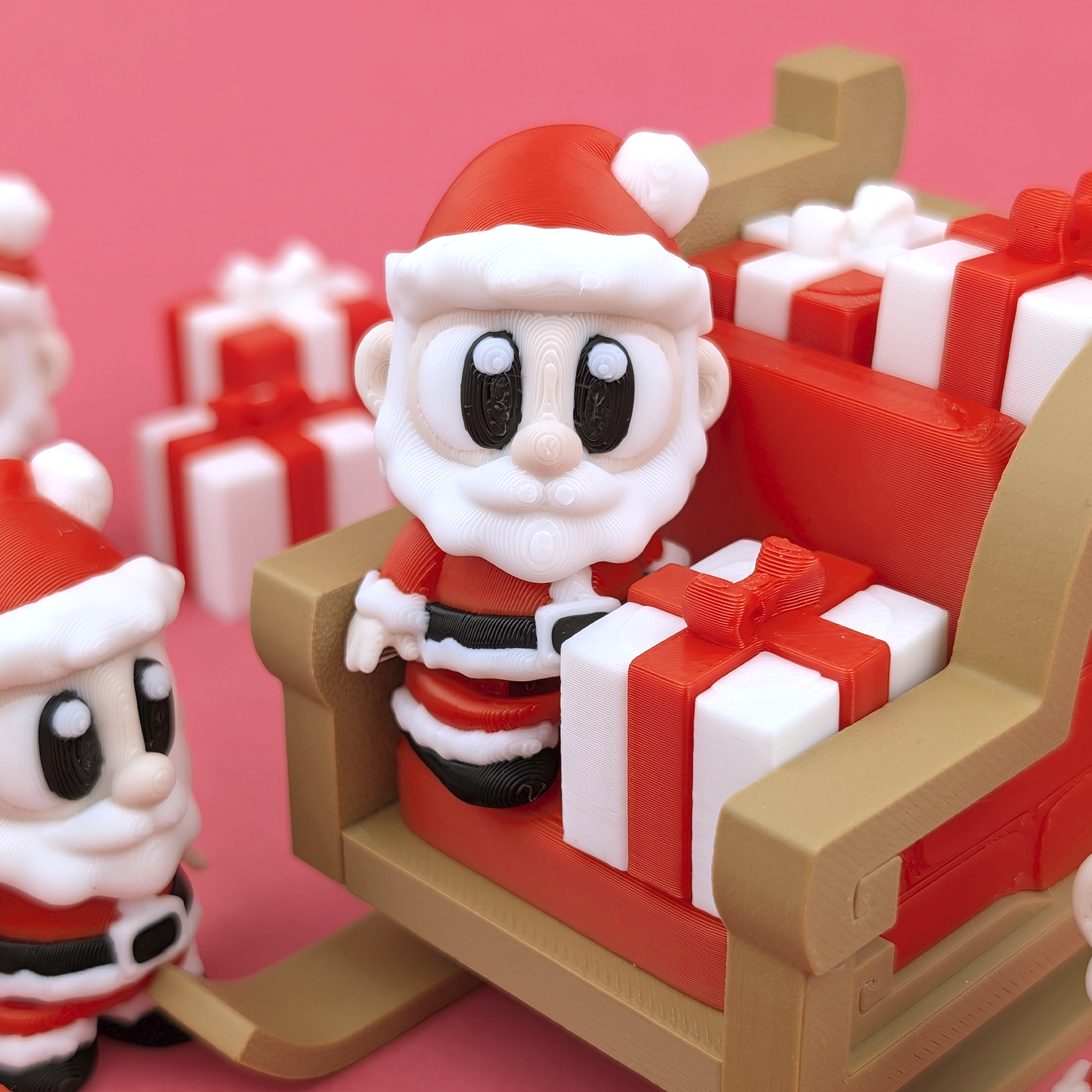 Santa's Festive Cart Bundle – Articulated Holiday Set – view 3 | Wigglix