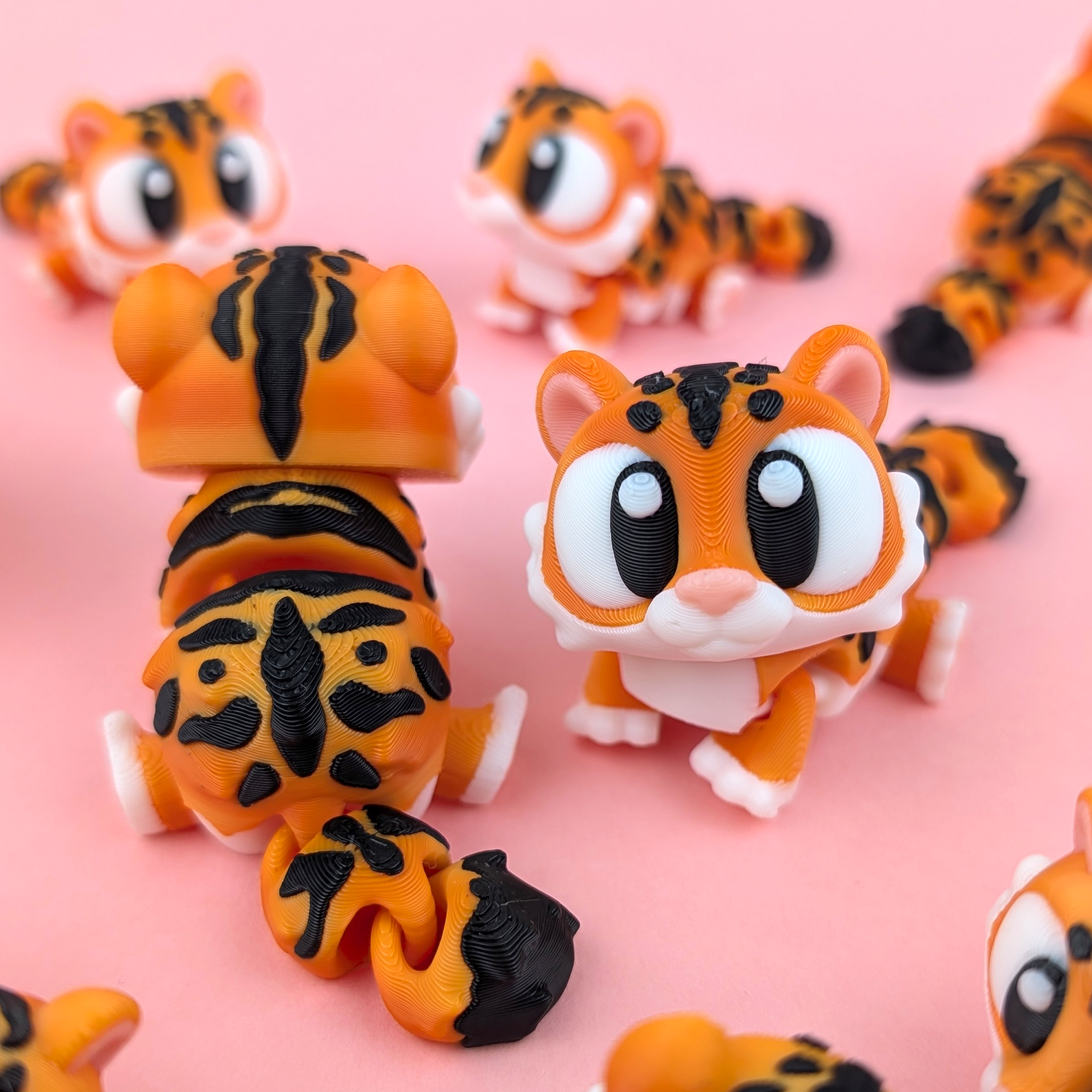 Cute Flexi Tiger – Adorable Articulated Tiger Collectible Set (Set of 5)