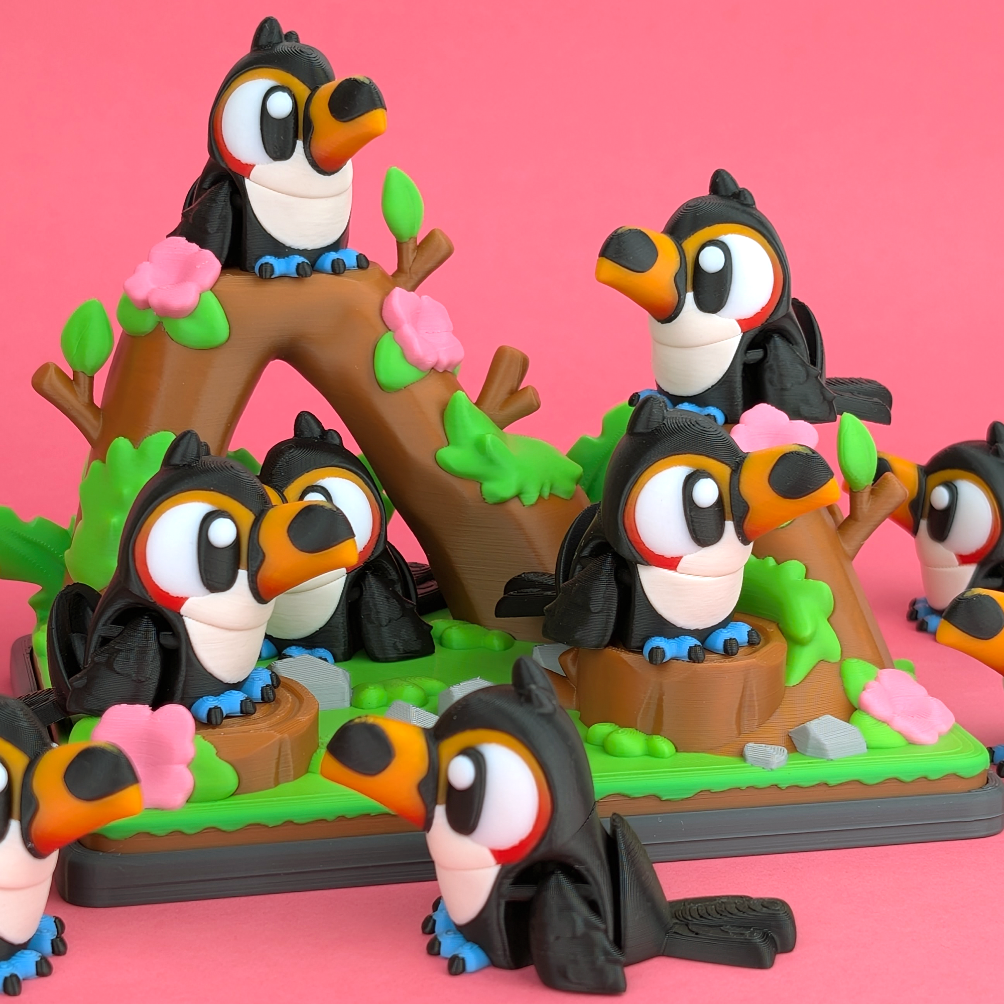 Flexi Toucan and Jungle Park Playset 3D Printed Wigglix