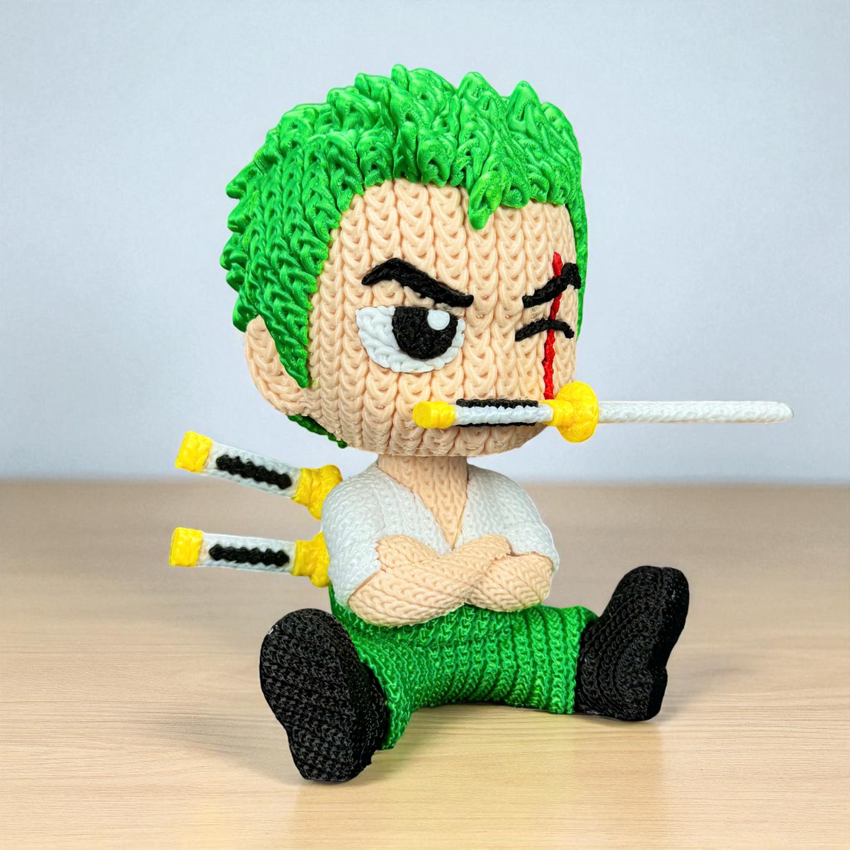 Zoro – Crochet-Style 3D Printed Figure (2 Versions Available) – view 2 | Wigglix