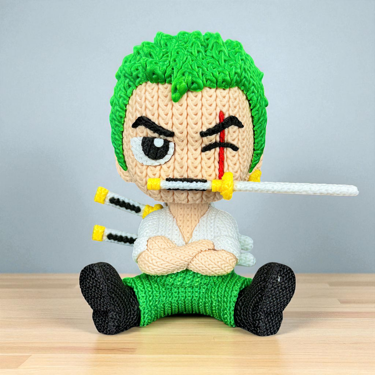 Zoro – Crochet-Style 3D Printed Figure (2 Versions Available) – view 4 | Wigglix